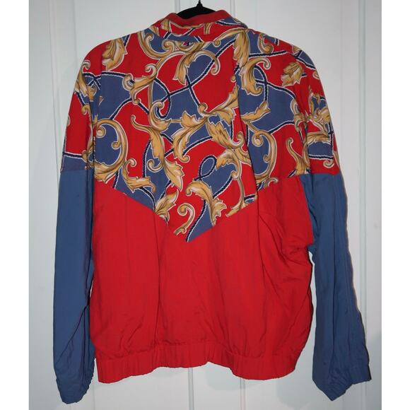 Lis Sport Vintage Baroque print 80s 90s Red Blue Gold Sailor Windbreaker Medium - Picture 2 of 8